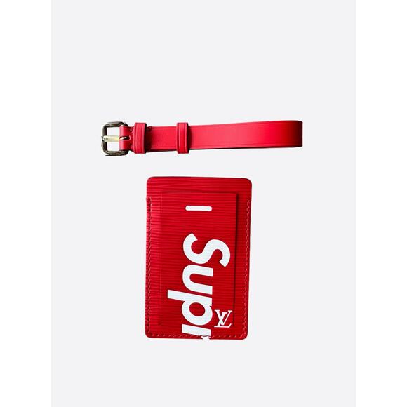 Louis Vuitton Supreme Red & White EPI Luggage Tag - Picture 1 of 2